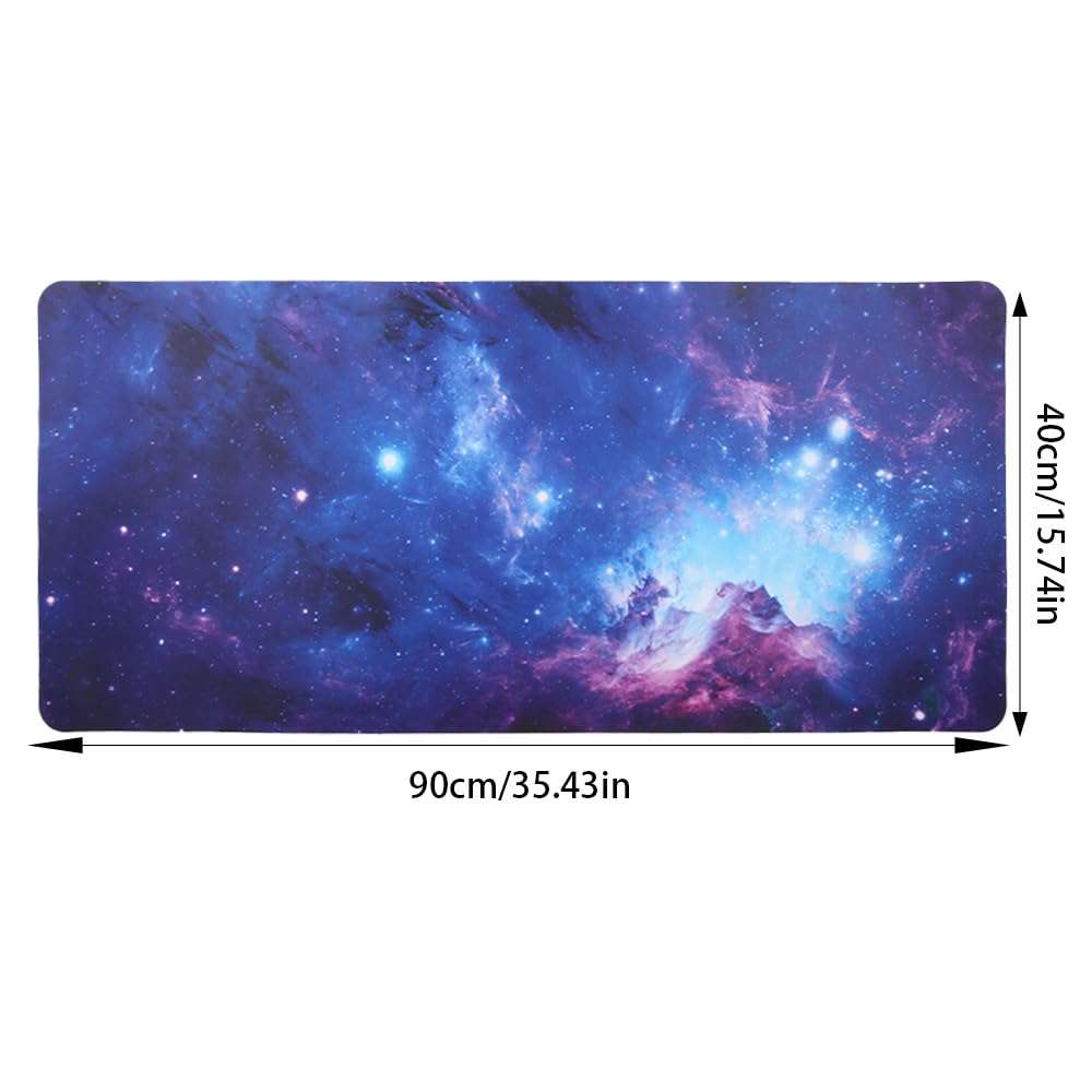 Meffort Inc Extra Large Extended XXL Gaming Desk Mat - Ice Silk Material for Smooth and Precise Mouse Movements, Non-Slip Rubber Base, Durable and Easy to Clean, 35.4 x 15.7 inches - Galaxy Clouds 6