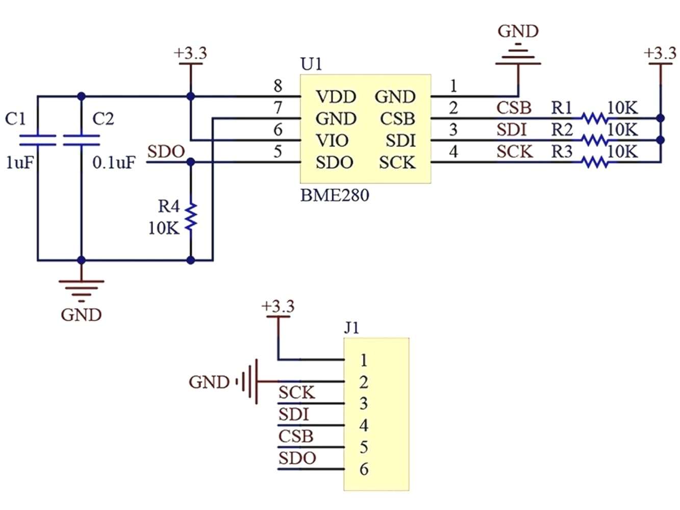 CANADUINO® BME280 Sensor Module for Pressure - Temperature - Humidity - I2C and SPI - 3.3V 6