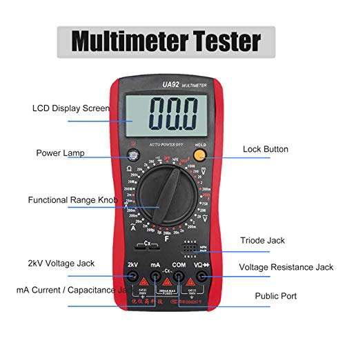 UA92 Digital Multimeter, AC DC Voltage Current Capacitance Meter with Large Screen Display for Electrical Appliances 2