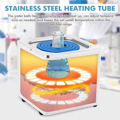 Lab Water Baths 2.5L Digital Water Bath Heater Thermostatic Water Bath 300W with Selectable Openings for Lab Use Food Heating Chemical Biological Experiment (110V) 3