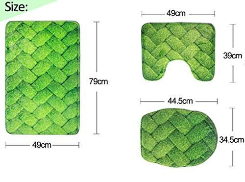 Coloranimal Vintage Paris Eiffel Tower Pattern Home Bathroom Accessories Set, 3 Piece Bath Mat + Lid Toilet Seat Cover+ Flannel Carpets, Machine Washable 4