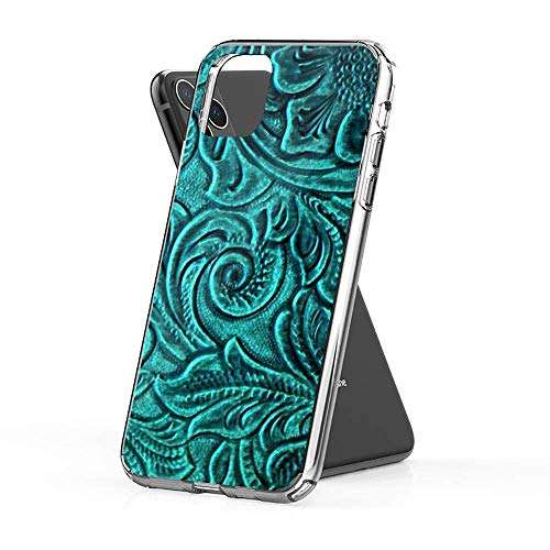 Turquoise Embossed Tooled Leather Floral Scrollwork Design Case Cover Compatible for iPhone iPhone (11 Pro Max) (iPhone 6 plus/6s Plus) 1