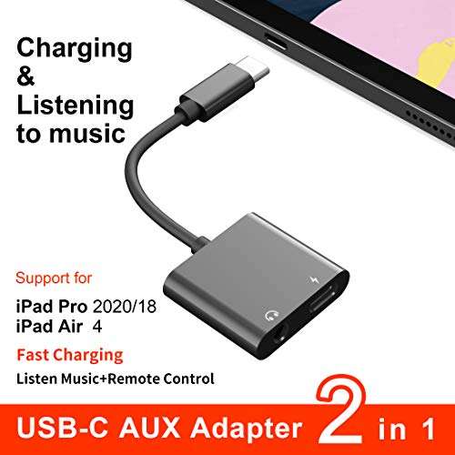 ivoros USB C to 3.5mm Headphone & Charge Adapter, Type C Audio Jack Earphone Aux Converter,Design for Samsung Galaxy S21/S20/FE 5G/+/Ultra/Note 20/10/Plus,Google Pixel 4/3/2 XL,ipad Pro/Air 4-Black 4