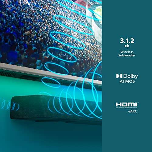 PHILIPS B8907 Soundbar 3.1.2 with Wireless Subwoofer, Dolby Atmos, Play-Fi Compatible 2