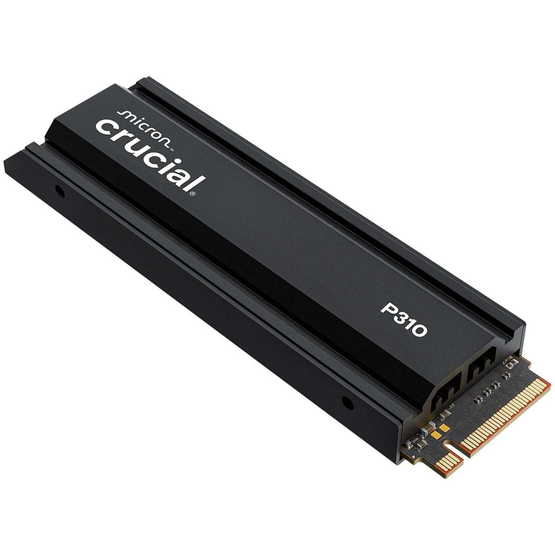 Crucial P310 2280 1TB PCIe Gen4 NVMe Gaming PS5 SSD with Heatsink, Up to 7,100MB/s, PlayStation5, Laptop & Desktop (PC) Compatible, Solid State Drive - CT1000P310SSD5-01 1