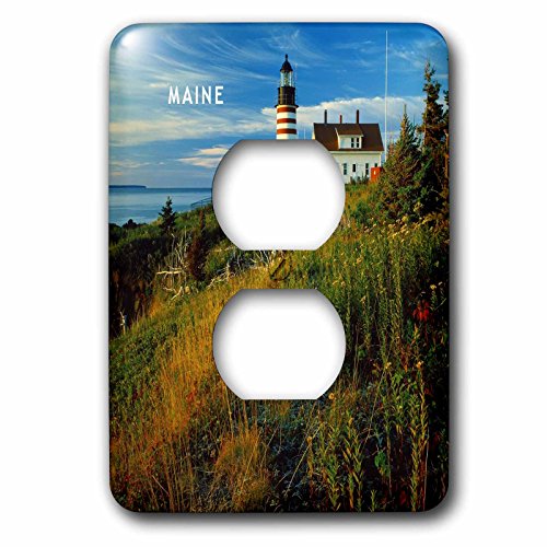 3dRose lsp_80867_6 Quoddy Head Lubec Maine Lighthouse 2 Plug Outlet Cover