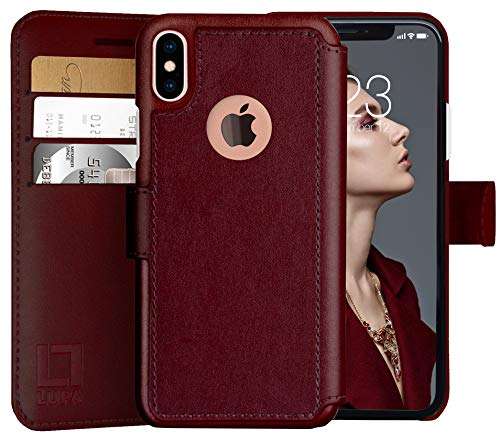 LUPA iPhone Xs Max Wallet Case -Slim & Lightweight iPhone Xs Max Flip Case with Credit Card Holder - iPhone Xs Max Wallet Case for Women & Men - Faux Leather i Phone Xs Max Purse Cases – Burgundy 1