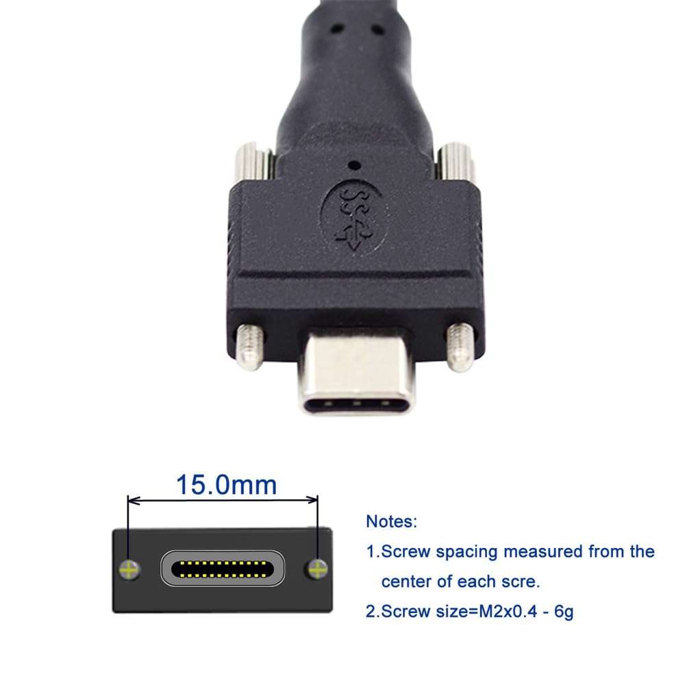 NFHK 5 Meters USB 3.1 Type-C Dual Locking Connector to Standard USB3.0 Data Cable for Camera with Panel Mount Screw 5