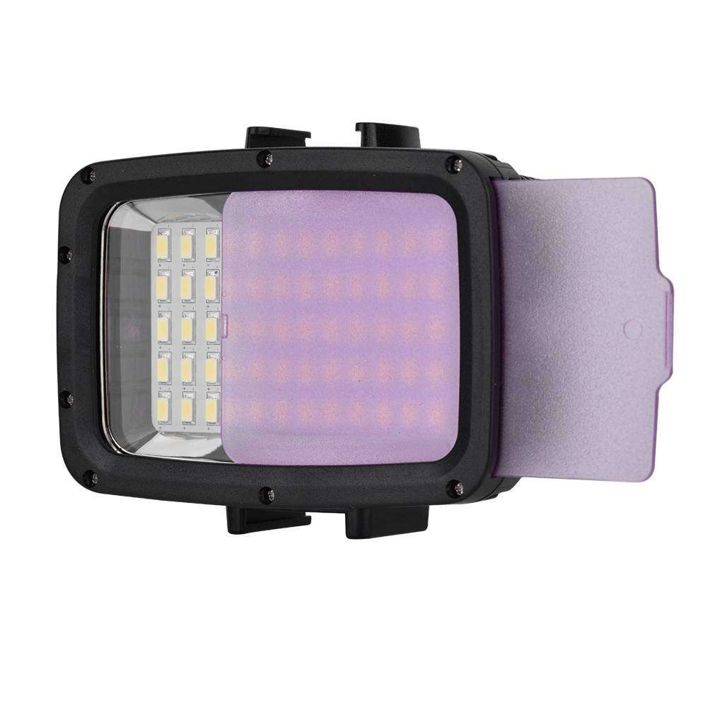 Camera Light 40m/130ft Underwater Waterproof Diving 60pcs LED Video Light 16:9 Wide Screen Fill Lamp for Camera and Smartphone 5