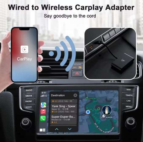 Generic Wireless Carplay Adapter, Carplay: Transform Your Car to Wireless CarPlay - Plug & Play Compatibility with Cars from 2015 & iPhone Included!, Black 3