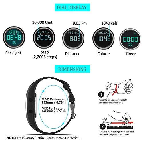 Simple Fitness Tracker [Swim Waterproof & No APP Need] Step Counter Walking 3D Non-Bluetooth Walking Pedometer Watch with Vibration Alarm Clock/Calorie Burned/Distance/Alarm/Stopwatch for Kid Blue 5