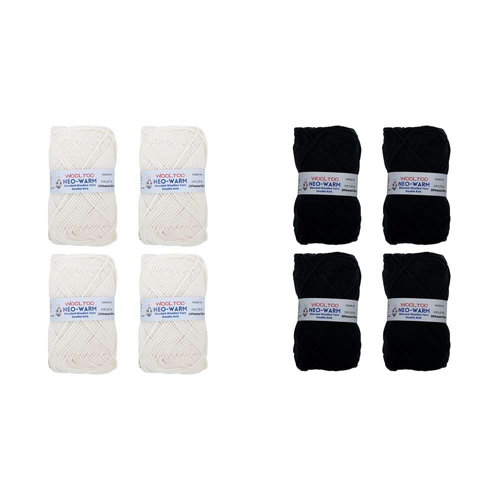 WOOLTOO Acrylic Combo of Neo Warm Blended Wool Set of 25 Balls 50 Grams Each | Off White & Dark Green 1