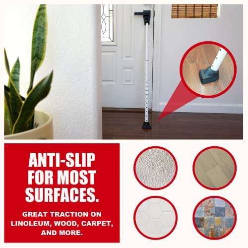 SecurityMan Adjustable Door Security Bar - Constructed of High Grade Iron - Great for Apartment Security or Home Protection Door Stoppers -(18.25”-47.5” for Doors / 18.25”-46.5” for Patio Doors) White 6