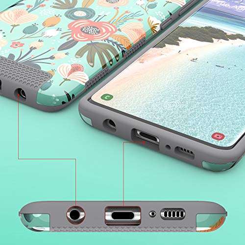 ULAK S10 case, Galaxy S10 case (2019), Stylish Slim Fit Hybrid Dual Layer Protective Flexible Shock Absorbing TPU Bumper Phone Cover for Samsung Galaxy S10 6.1 inch, Mint Floral 6