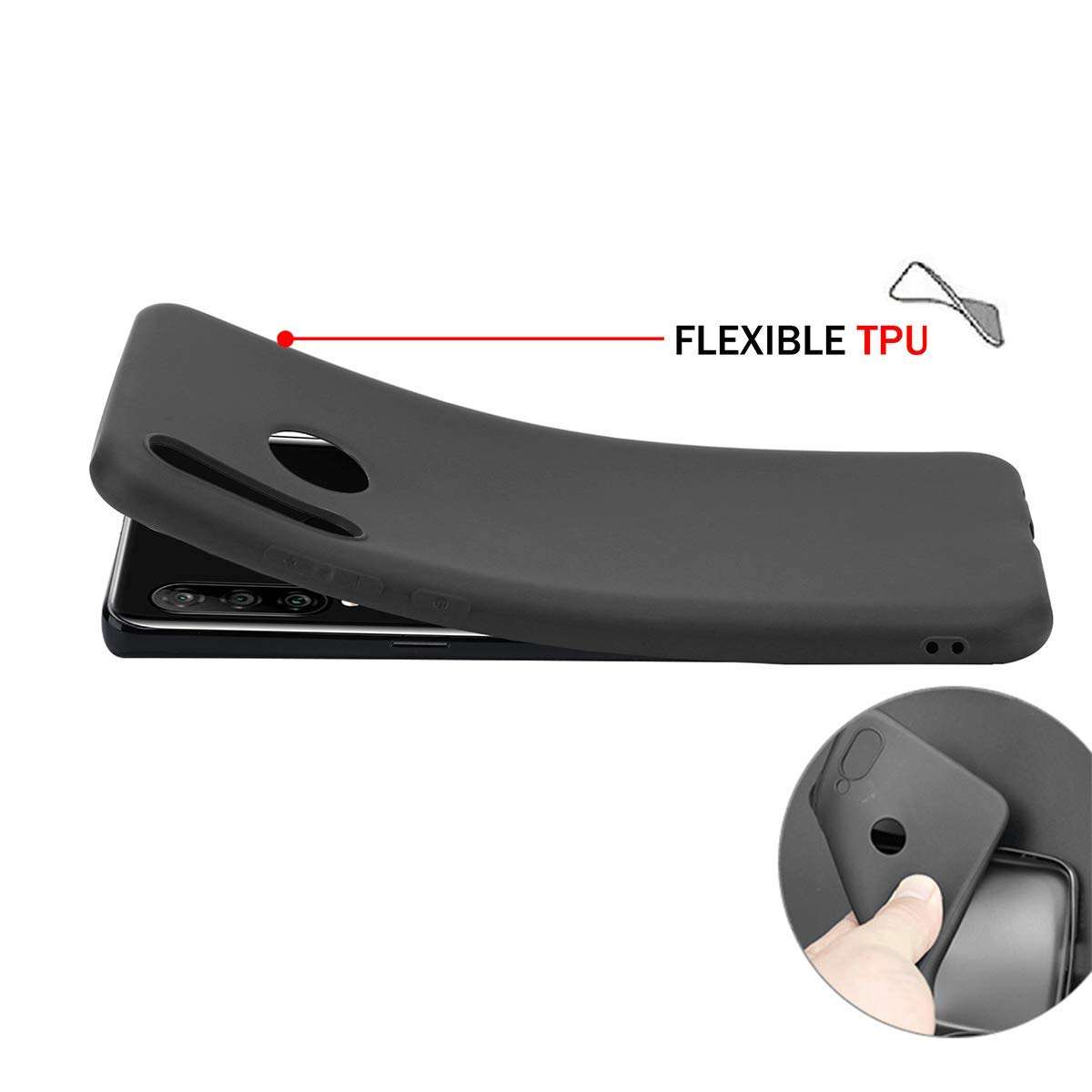 LCEHTOGYE Case for Samsung Galaxy A04E, Slim Shock-Absorption Anti-Scratch Black Soft TPU Bumper Protective Phone Case Cover for Samsung Galaxy A04E (6,5") - KE53 3