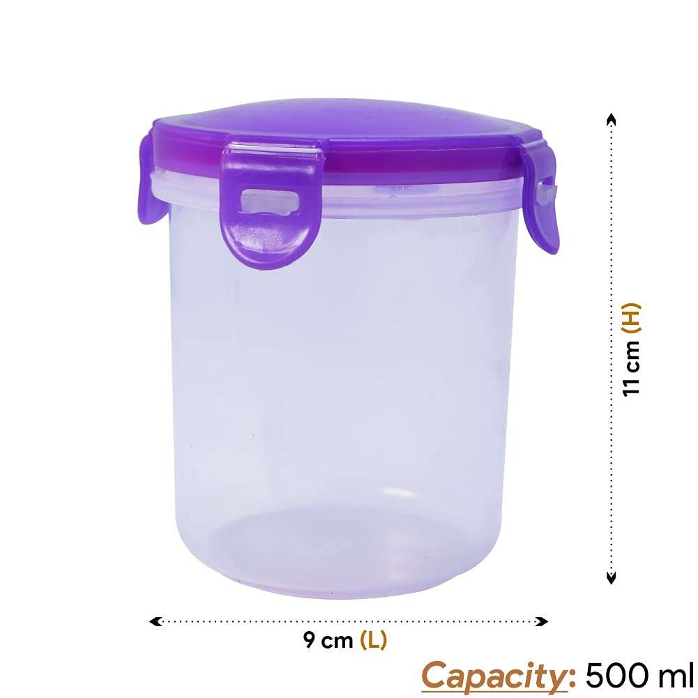 Wonder Plastic Klick N Seal 500 Kitchen Grocery Container With Air Tight, Set of 3, 500 ml, Violet Color 4