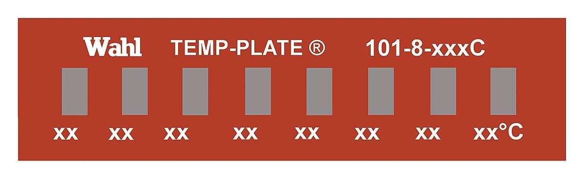 Wahl 101-8-087C Mylar Mini Eight-Position Temp-Plate, 87-93-98-104-110-115-121-126 Degrees C Positions, 1.5" Width x 0.38" Height (Box of 10 labels)