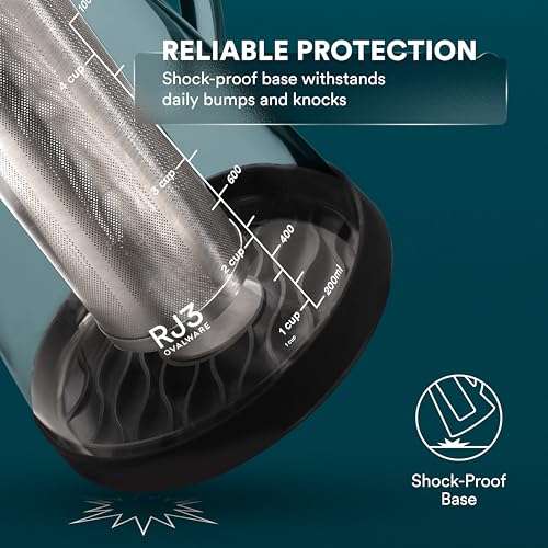OVALWARE Airtight Cold Brew Iced Coffee Maker Pitcher and Tea Infuser with Spout - 1.0L / 34oz Ovalware RJ3 Brewing Glass Carafe with Removable Stainless Steel Filter 5