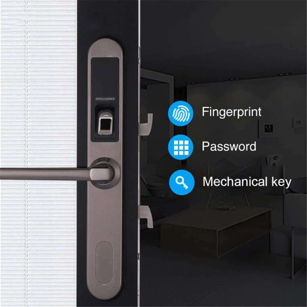 Waterproof Electronic Sliding Door Lock, Keyless Biometric Fingerprint Sliding Hook Door Lock for Wooden or Aluminum Glass Door (Color : B) (B) 4