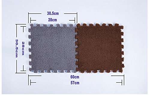 HUAHOO Soft Tiles Foam Interlocking Floor Mats Puzzle Play Mats Splicing Carpet Plush Carpet Area Rug for Children's and Baby Playmat Play Room Basement Square Floor Tiles (Rose,30 SQFT - 30 Tiles) 3