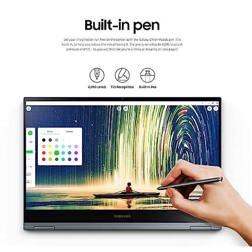 SAMSUNG Galaxy Chromebook Google Laptop Touchscreen Flip - 13.3 4K AMOLED Display - i5-10210U - Stylus Pen - Backlit Keyboard - Wi-Fi 6 - USB C - Fingerprint (8GB RAM| 256GB SSD+128G SD Card) 4