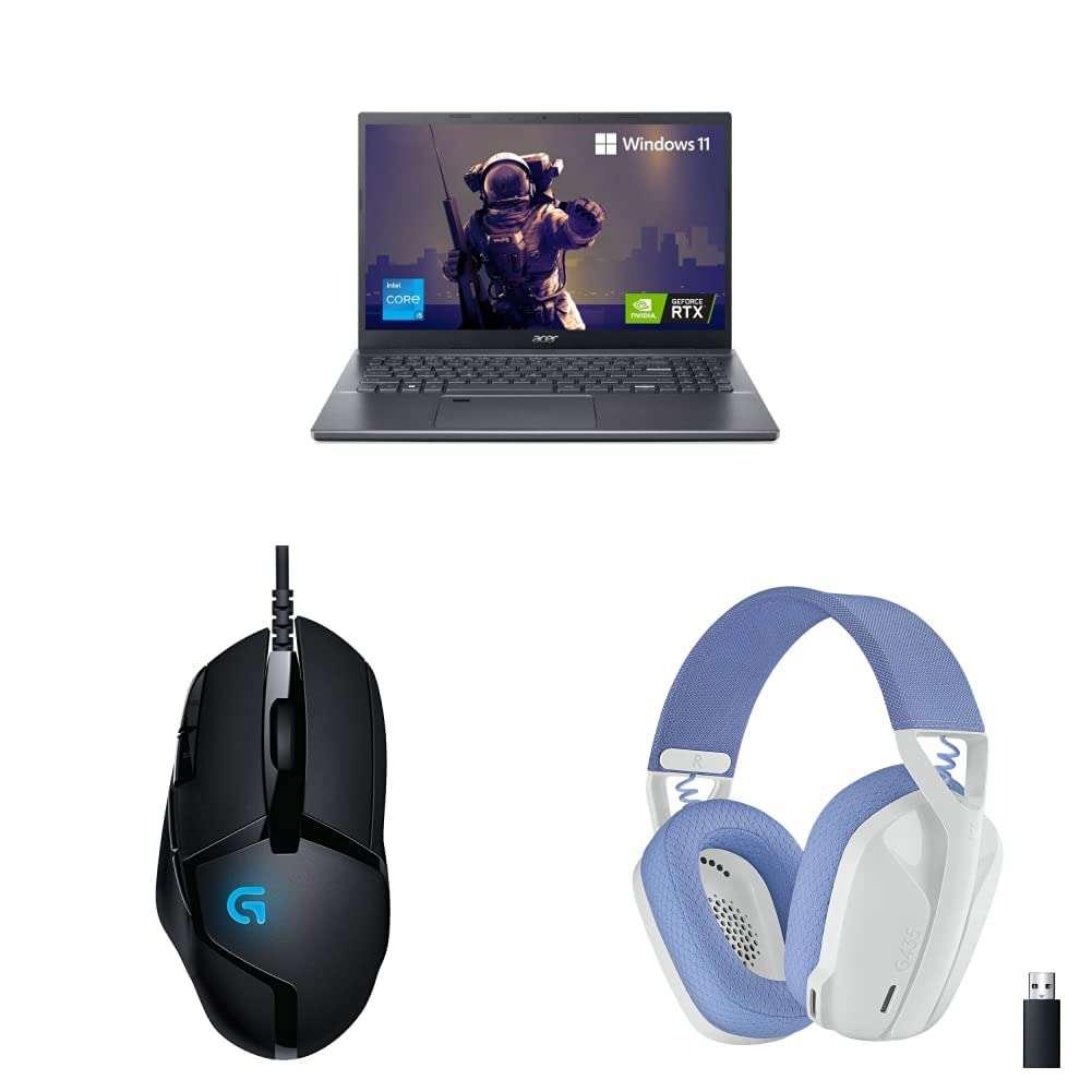 Acer Aspire Laptop (Intel i5 12th Gen/16GB RAM & 512GB SSD Storage/1650 Graphics)+Logitech G402 Gaming Mouse+Logitech G435 Gaming Headset - White 1