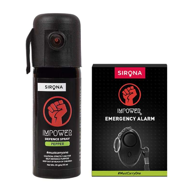 IMPOWER Self Defence Emergency Alarm in Keychain with Pepper Spray for Women Safety – (Pack of 1) | Security Personal Protection Devices for Women, Girls, Kids & Elderly | SOS Alarm with Light