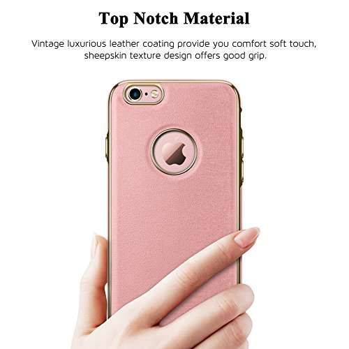 iPhone 6s Case, LOHASIC Ultra Slim [Premium Texture Grip] [PU Leather & Soft TPU & Plating Coated Frame] Seamless Hybrid Elegant Cover Case for iPhone 6s & iPhone 6(4.7 Inch,Rose Gold) 5