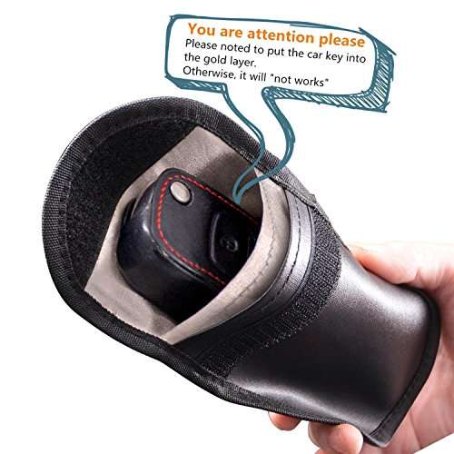 RFID Signal Blocking Bag Shielding Pouch Wallet Case for Cell Phone Anti-Tracking and Car Key FOB(Free Leather Front Pocket) (2 x Black) 3