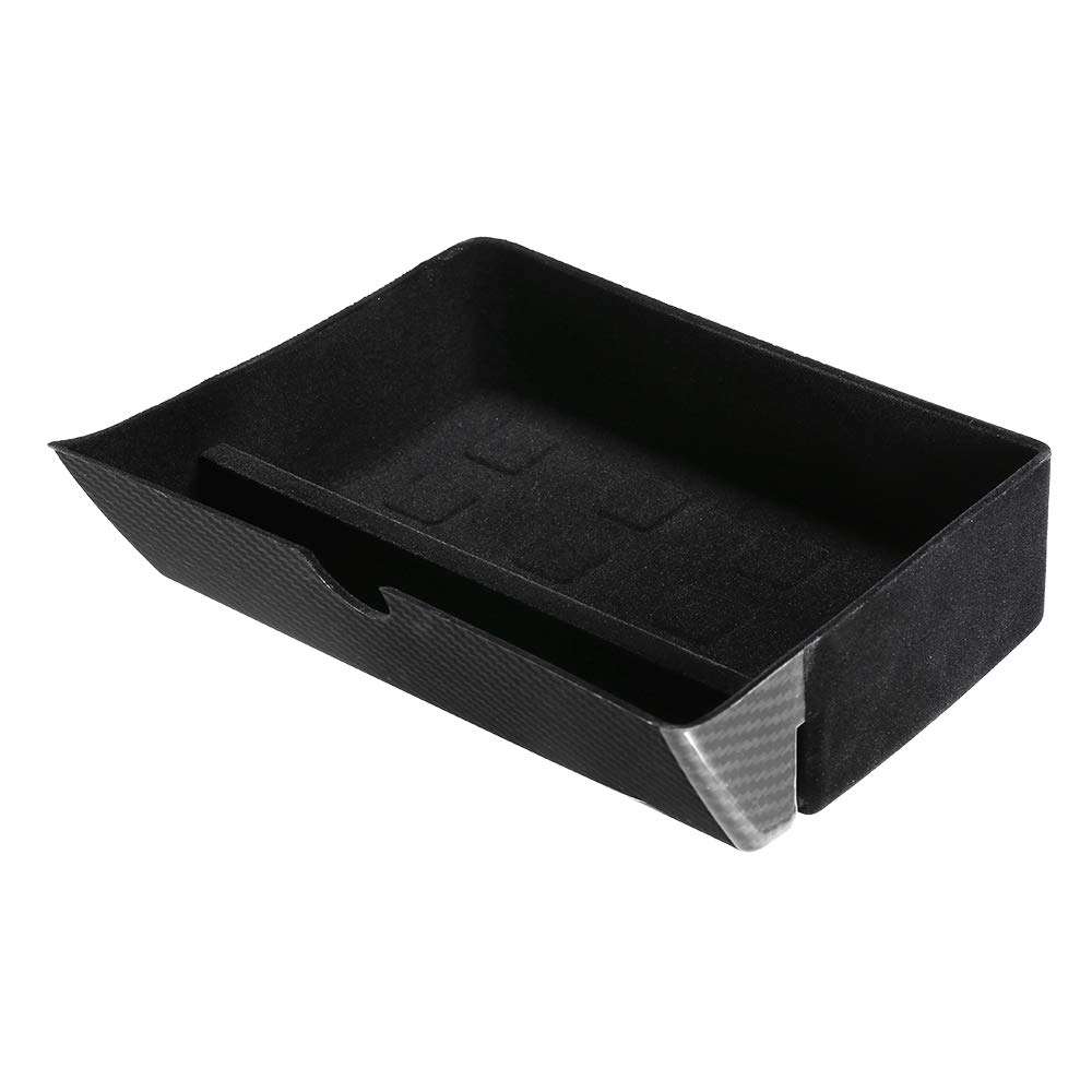 Negaor Storage Bin Carbon Fiber Center Console Drawer Tray Compatible with Tesla Model S/X 2012-2019 DC1 1