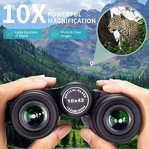 Gosky 10x42 Roof Prism Binoculars for Adults, HD Professional Binoculars for Bird Watching Travel Stargazing Hunting Concerts Sports-BAK4 Prism FMC Lens-with Phone Mount Strap Carrying Bag 3
