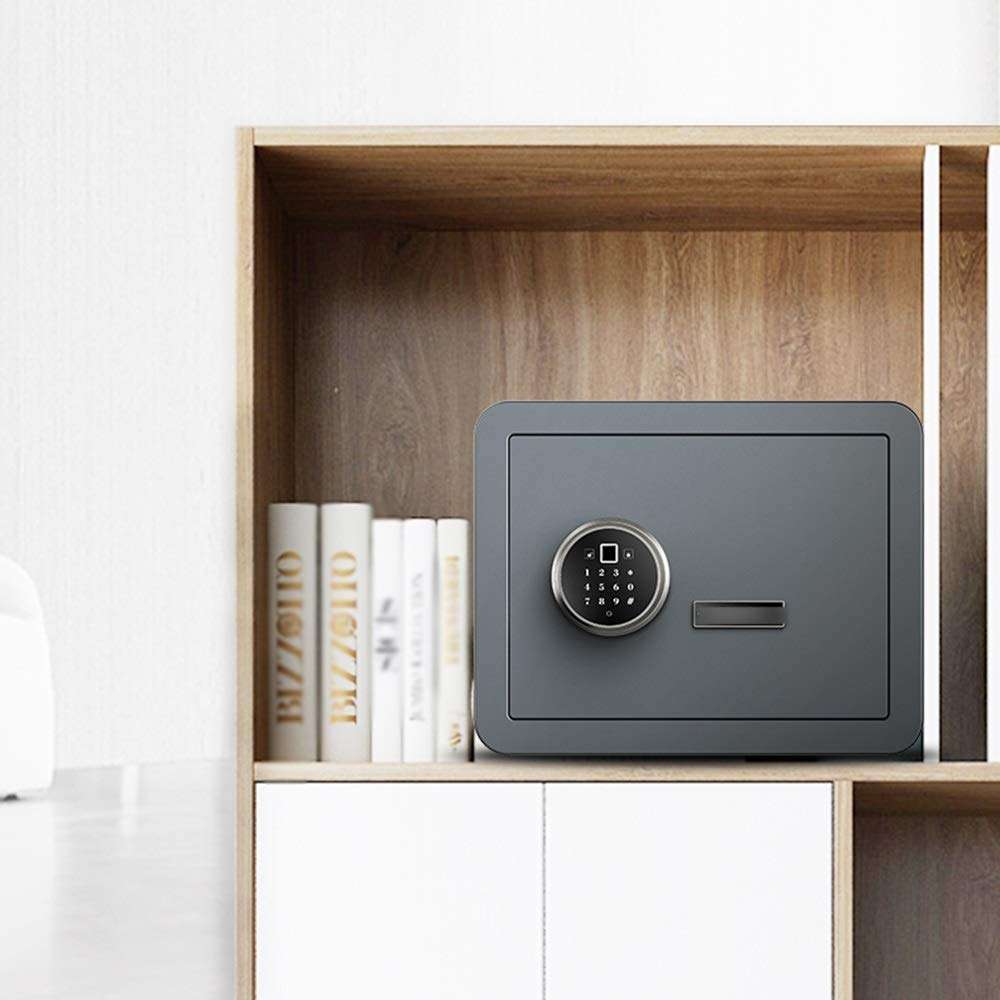 ZHAS Safe Safe, Digital Password Safe ，Office Electronic Lock Box with Alarm Function for Home Office Valuables Passports Keys Money Jewellery-Gray/White (Anti-Drill, Anti-pry) Cabinet Safes 6