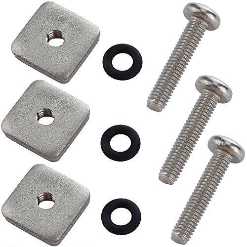 VTurboWay 316 Stainless Steel Fin Screw and Plate for Surf Longboard and SUP, 3 Pack, M4 Screw Suitable for Fiberglass Single Fin 3