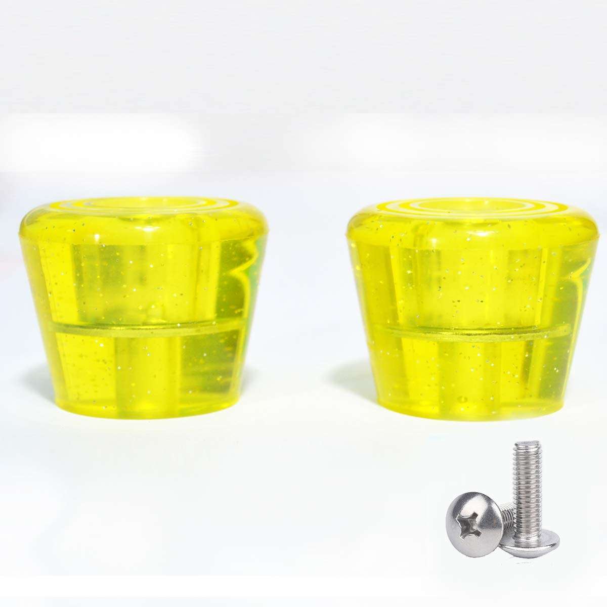VKEDA Roller Skate Toe Stops Plugs Rubber Brake Block Durable 82A PU Toe Stops 2-Pack with Screws (Yellow) 3