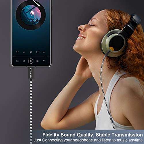 SYIHLON USB C to 3.5mm Aux Cable, Braided Type C to 3.5mm Audio Cable Car Aux Cord for Google Pixel 2 3 4XL, iPad Pro 2018, OnePlus 6T/7/7 Pro, Galaxy Note 10/10+ S20+, Moto Z, HTC and More (3.3Ft) 6