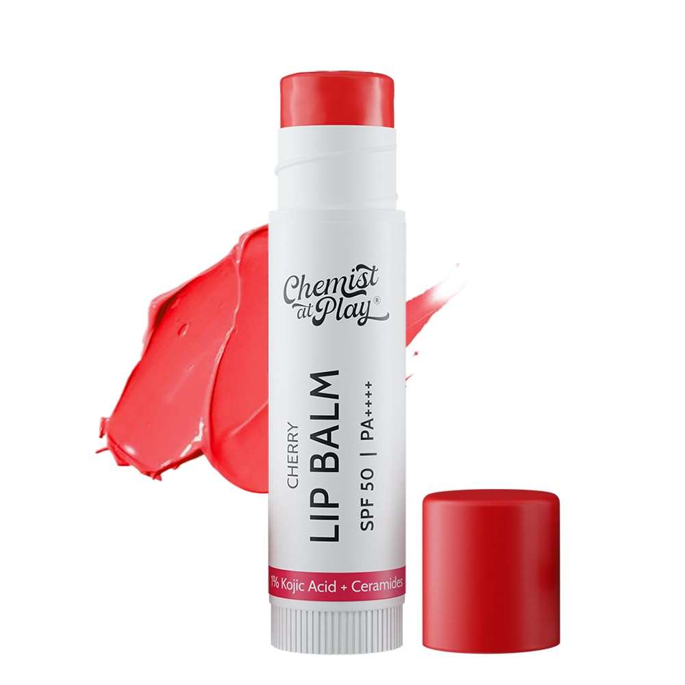 Chemist At Play Tinted Cherry Lip Balm with SPF 50 PA++++ | Moisturising Lip Balm for Daily Use | Repairs Chapped & Dry Lips | Brightens Dark Lips | 1% Kojic Acid | For Men & Women | 4.5 g 1