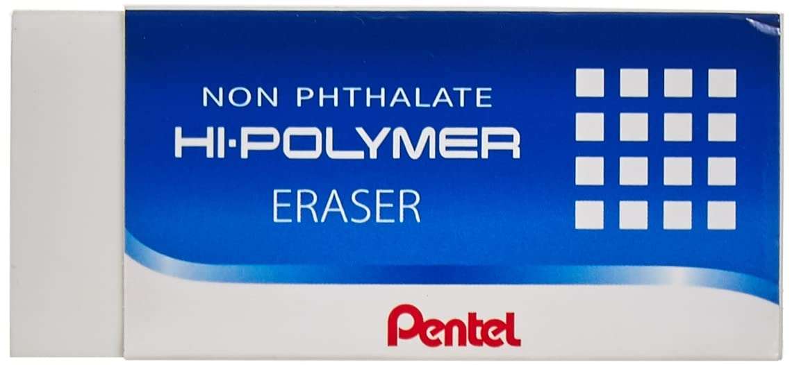 Pentel Hi-Polymer ZEH-20 Large (7.3 x 3.3 cm) Block Eraser, Pack of 3 3