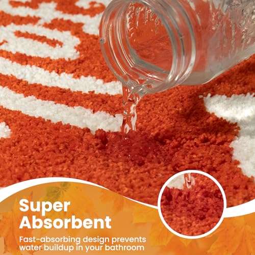 DEXDE Fall Bathroom Rugs 20x32 Inches Cute Maple Leaf Bath Mat, Washable Non-Slip Absorbent Microfiber Bath Rug for Tub Shower Autumn Farmhouse Decor, Yellow/Brown/Rust 5