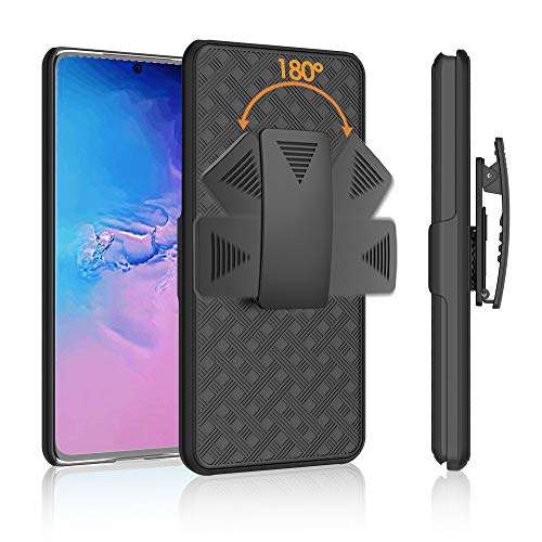 HIDAHE for Samsung Galaxy S20 Ultra Case, for Samsung S20 Ultra Belt Clip Holster Case Slim Shell Case Combo Cover with Kickstand Swivel Belt Clip Holster Protective 5G Case 6.9 inch 2020, Black 2