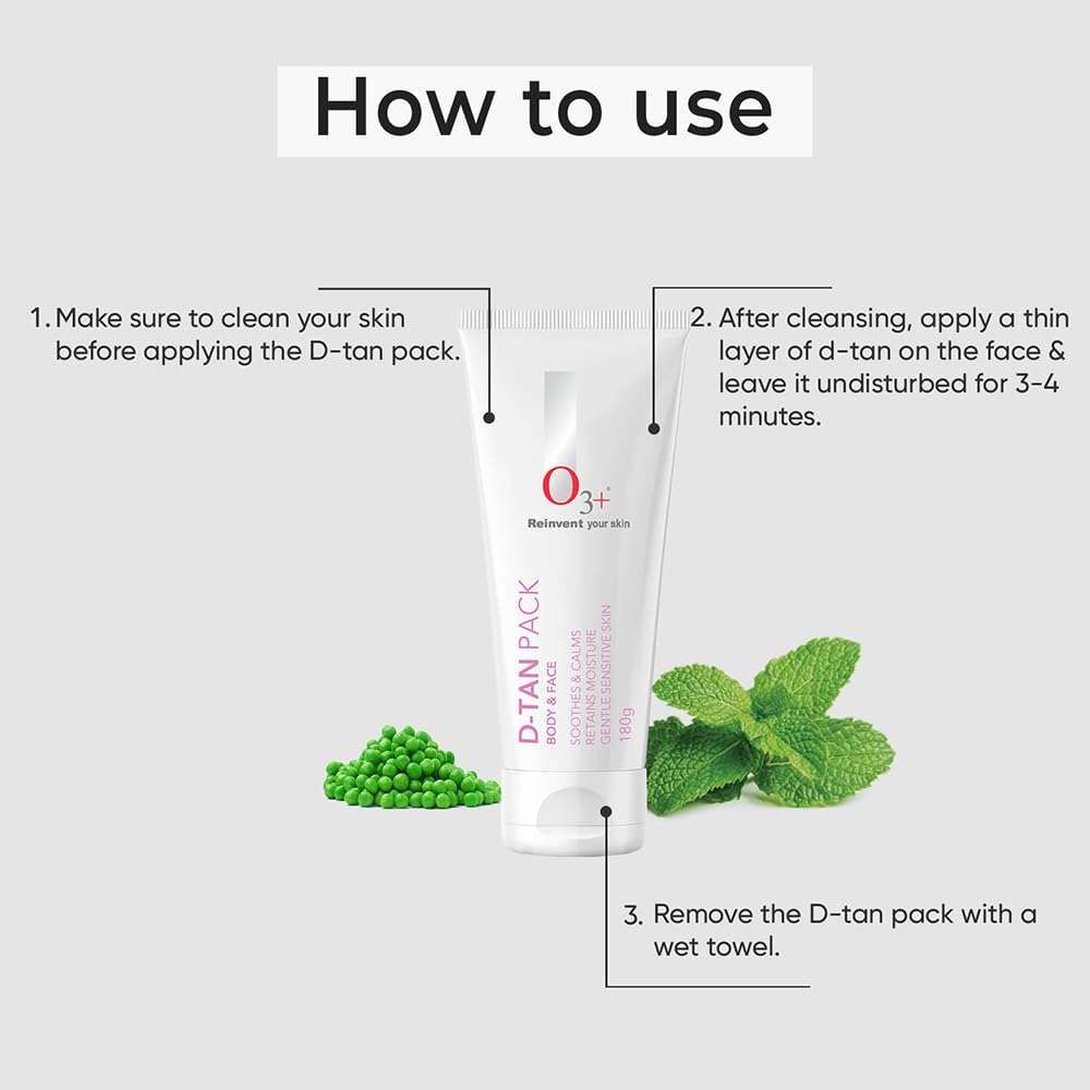 O3+ D-TAN Pack For Instant Tan Removal For all skin Types 180 gm 6