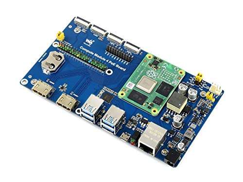 Compute Module 4 IO Board with PoE Feature for All Raspberry Pi Compute Module 4,Integrates 802.3af-Compliant PoE Circuit,4X USB 3.2 Gen1 Ports,2X MIPI DSI Display/CSI-2 Camera Connectors 2