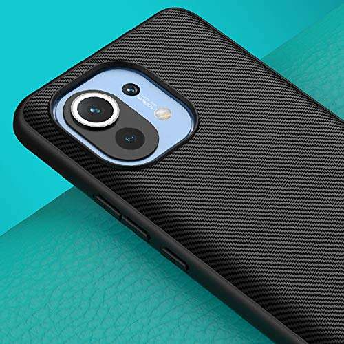 DOOTOO for for Xiaomi Mi 11 Case Luxury Carbon Fiber Leather Hybrid PC Shockproof Protection Cover Case for Xiaomi Mi 11 (Carbon Fiber Black) 4