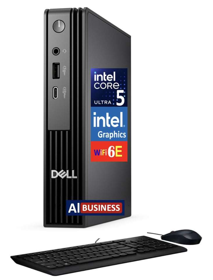 Dell Pro Micro (Formerly Optiplex) QCM1250 MFF AI Business Mini PC (Intel Ultra 5-235T, 16GB DDR5, 512GB SSD, KB & Mouse, WiFi 6E, Bluetooth 5.3, RJ-45, Win 11 Pro) 1