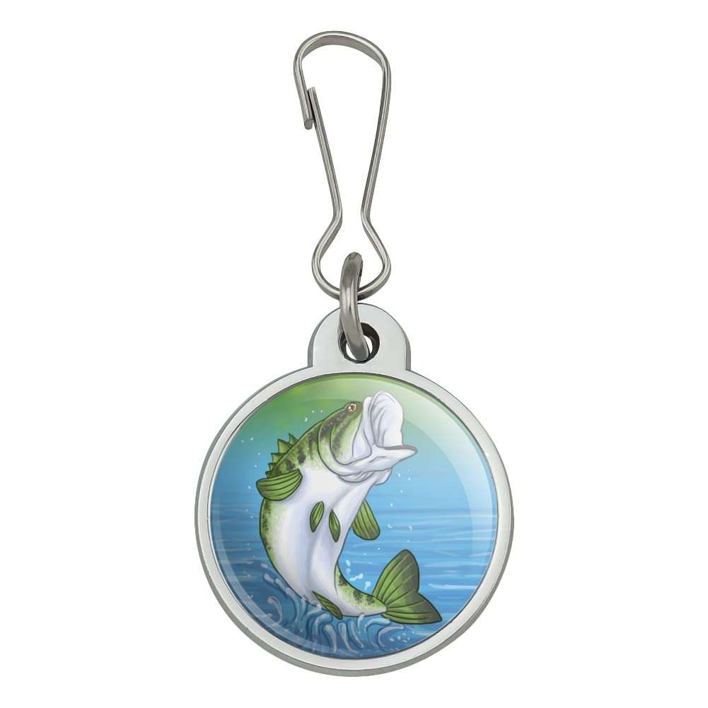 Bass Fish Jumping out of Water Fishing Jacket Handbag Purse Luggage Backpack Zipper Pull Charm 1