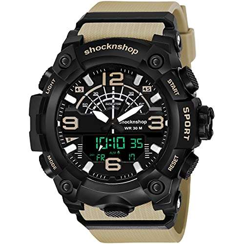 Shocknshop Analog Multifunctional Sports Digital Dial Wrist Watch for Men (Black Dial and Grey Strap) -W02GRY 1