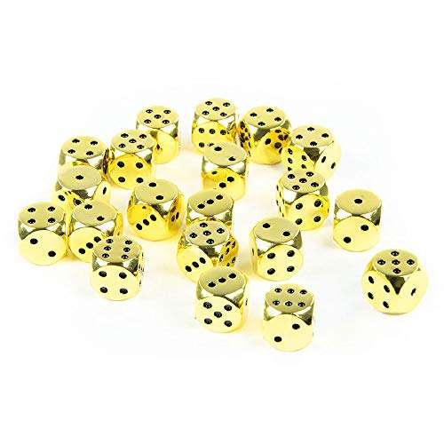 Saberforge Rounded Heavy Metal Six Sided 12mm D6 Dice (20 Pack) (Gold)