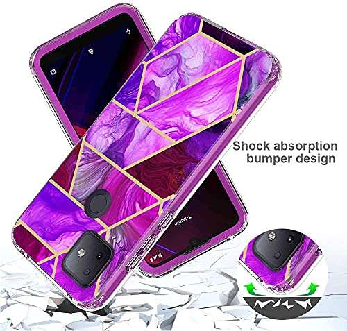 Valchinova 2 in 1 Cover for TCL Revvl 4 Plus Case Marble (T-Mobile/Metro) Soft TPU PC Bumper 360° Full Body Protect (Purple) 4