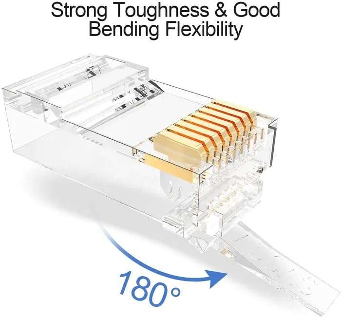Thrifty Tech ( Combo of 500 RJ45 Cat6 Pass-Through Connector, Support Cat5, Cat5e, Cat6 8P8C RJ45 Connector, RJ45 Pass Through Transparent Connectors (RJ45 + Boot, 500) 6