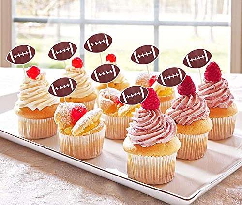 24 PCS Football Cake/Cupcake Toppers - Football Party/Football Game/Sport Party/Birthday Party Decorations Supplies Favors Cake Decor 6