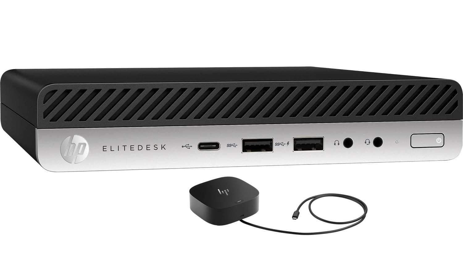 HP EliteDesk 800 G4 Home & Business Mini Desktop (Intel i5-8600 6-Core, 16GB RAM, 2TB PCIe SSD, Intel UHD 630, WiFi, Bluetooth, USB 3.1, Display Port, Black, Win 10 Pro) with G5 Essential Dock 1